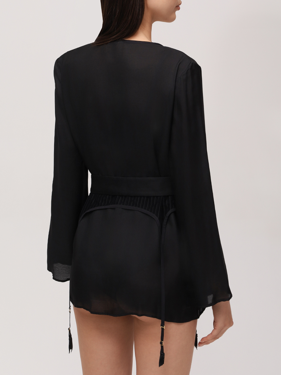 Халат из вискозы и шелка, Черный, DL0175 VE.99
Халат из вискозы и шелка, Черный, DL0175 VE.99