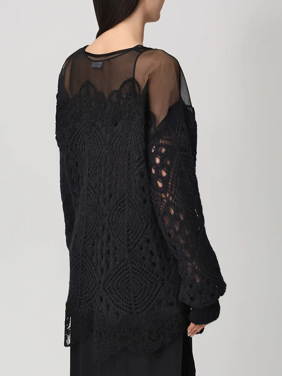 Джемпер с кружевом, Черный, W08140280
Джемпер с кружевом, Черный, W08140280