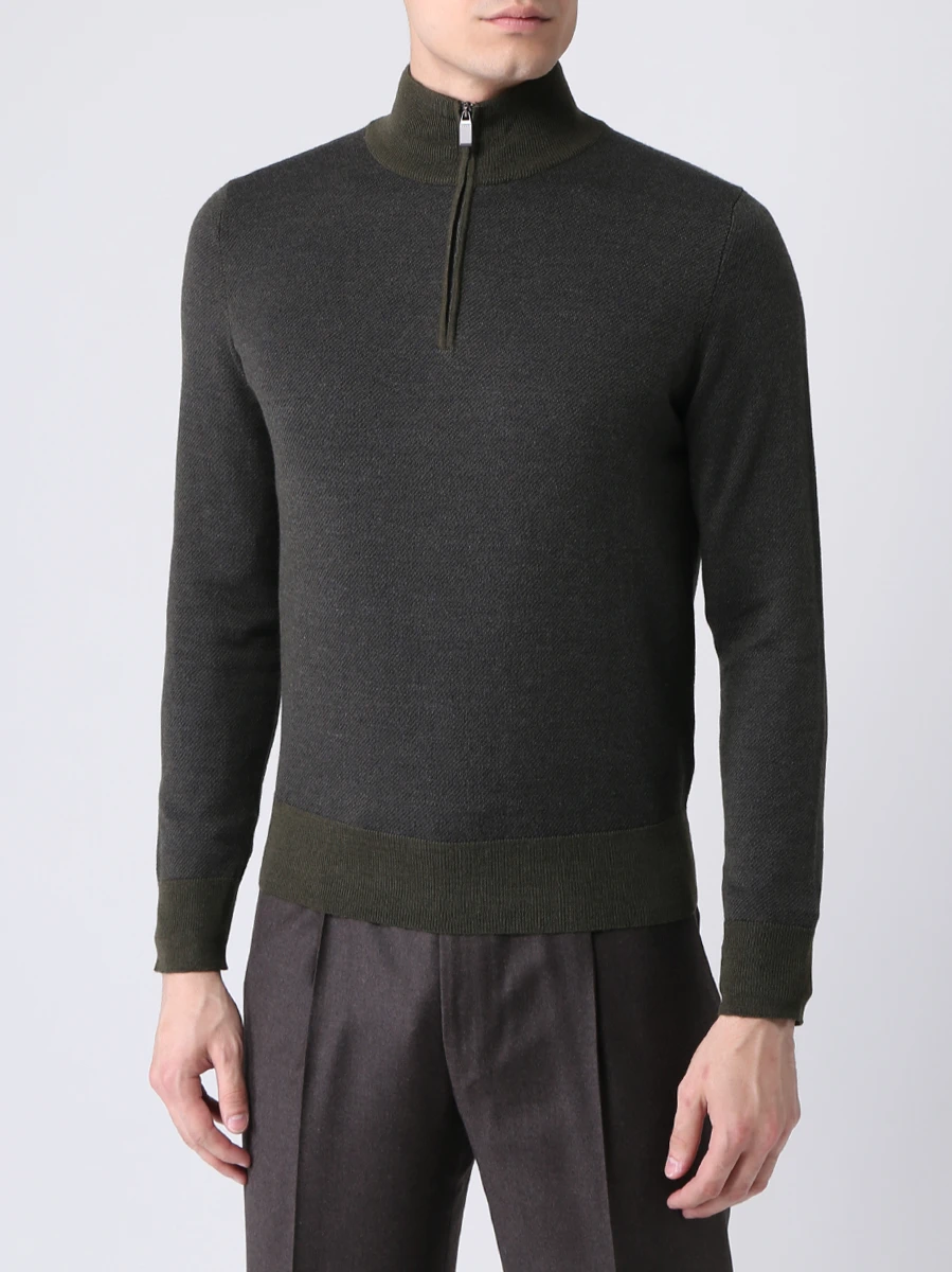 Джемпер из шерсти и хлопка CANALI MK01264/820/C0015 Зеленый  Фото 4