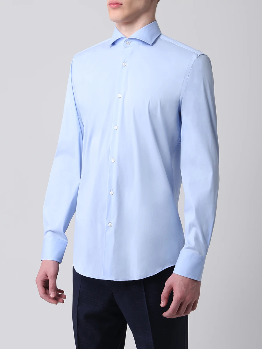 Рубашка Slim Fit хлопковая BOSS 50260064/450 Голубой  Фото 4