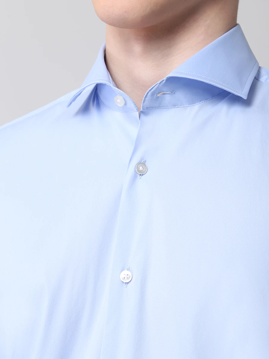 Рубашка Slim Fit хлопковая BOSS 50260064/450 Голубой  Фото 5