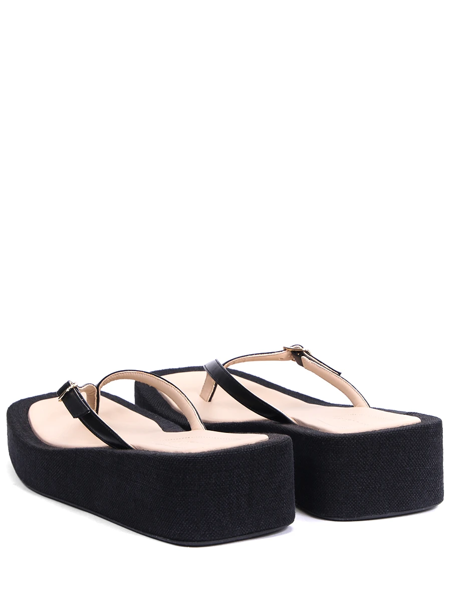 Шлепанцы из кожи и текстиля Les Tatanes Lin JACQUEMUS 211F004-211 401990 Черный  Фото 4