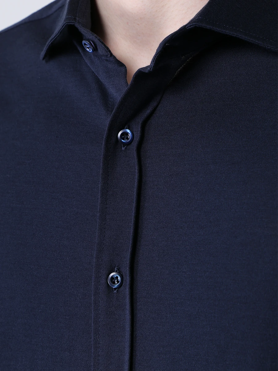 Рубашка Leisure Fit из шелка и хлопка BRUNELLO CUCINELLI MTS376699 C574 Синий  Фото 5