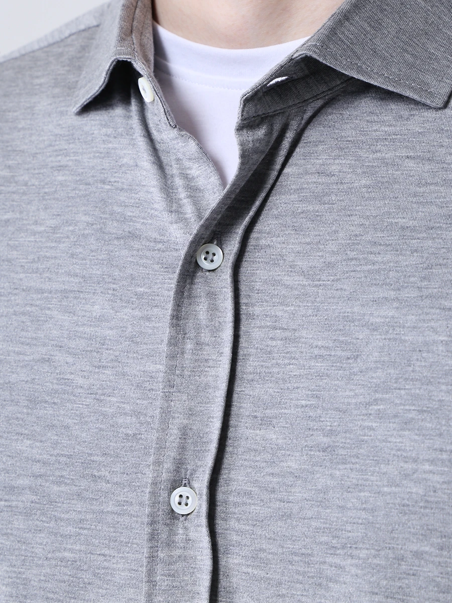 Рубашка Leisure Fit из шелка и хлопка BRUNELLO CUCINELLI MTS376699 C571, размер 46, цвет серый - фото 5