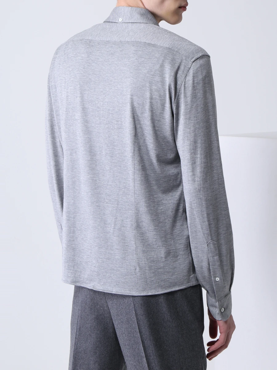 Рубашка Leisure Fit из шелка и хлопка BRUNELLO CUCINELLI MTS376699 C571, размер 46, цвет серый - фото 3