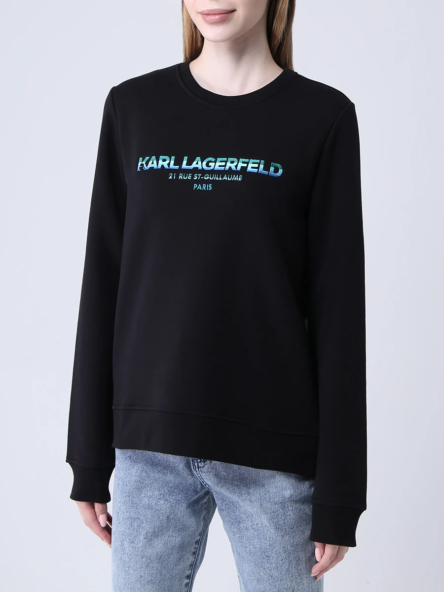 Толстовка хлопковая с логотипом KARL LAGERFELD 215W1801, размер 38, цвет принт - фото 4