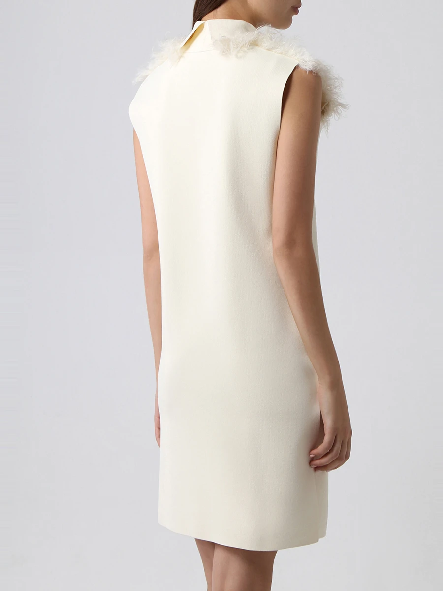 Платье с декоративной опушкой CELINE 5842/23AC2 Кремовый  Фото 3