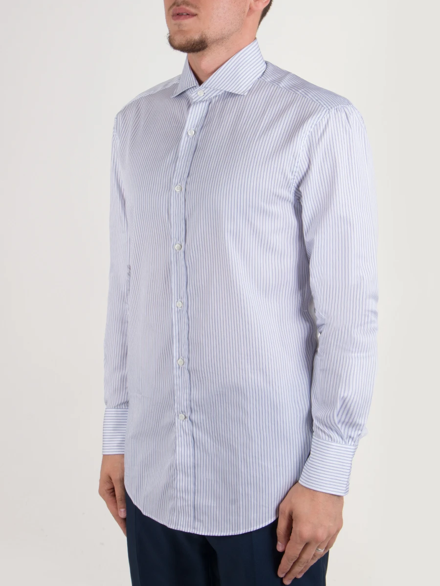Хлопковая рубашка BRUNELLO CUCINELLI MD6501718/голубой/полоса, размер 48 MD6501718/голубой/полоса - фото 2