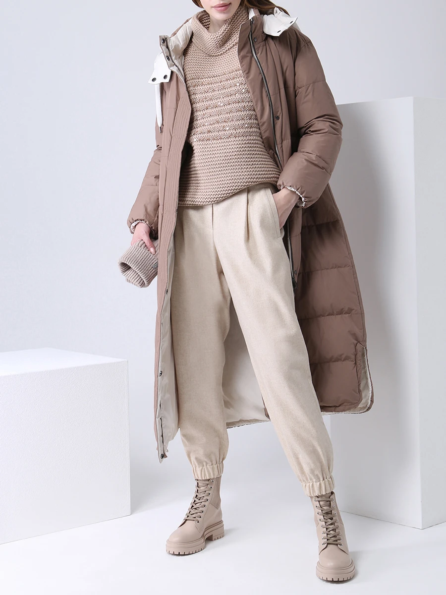 Пуховик удлиненный стеганый BRUNELLO CUCINELLI MB5749588 C7957 Коричневый  Фото 2