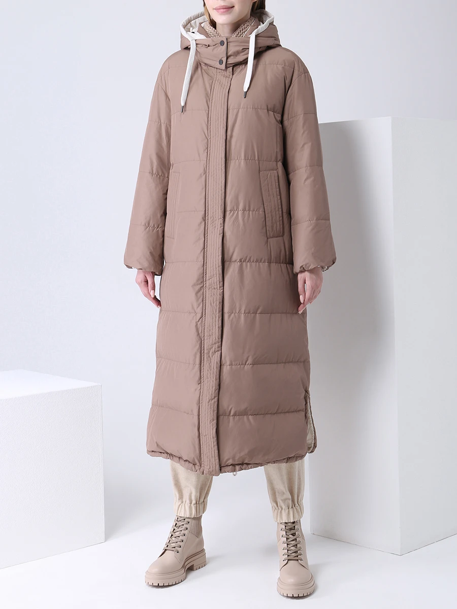 Пуховик удлиненный стеганый BRUNELLO CUCINELLI MB5749588 C7957 Коричневый  Фото 4
