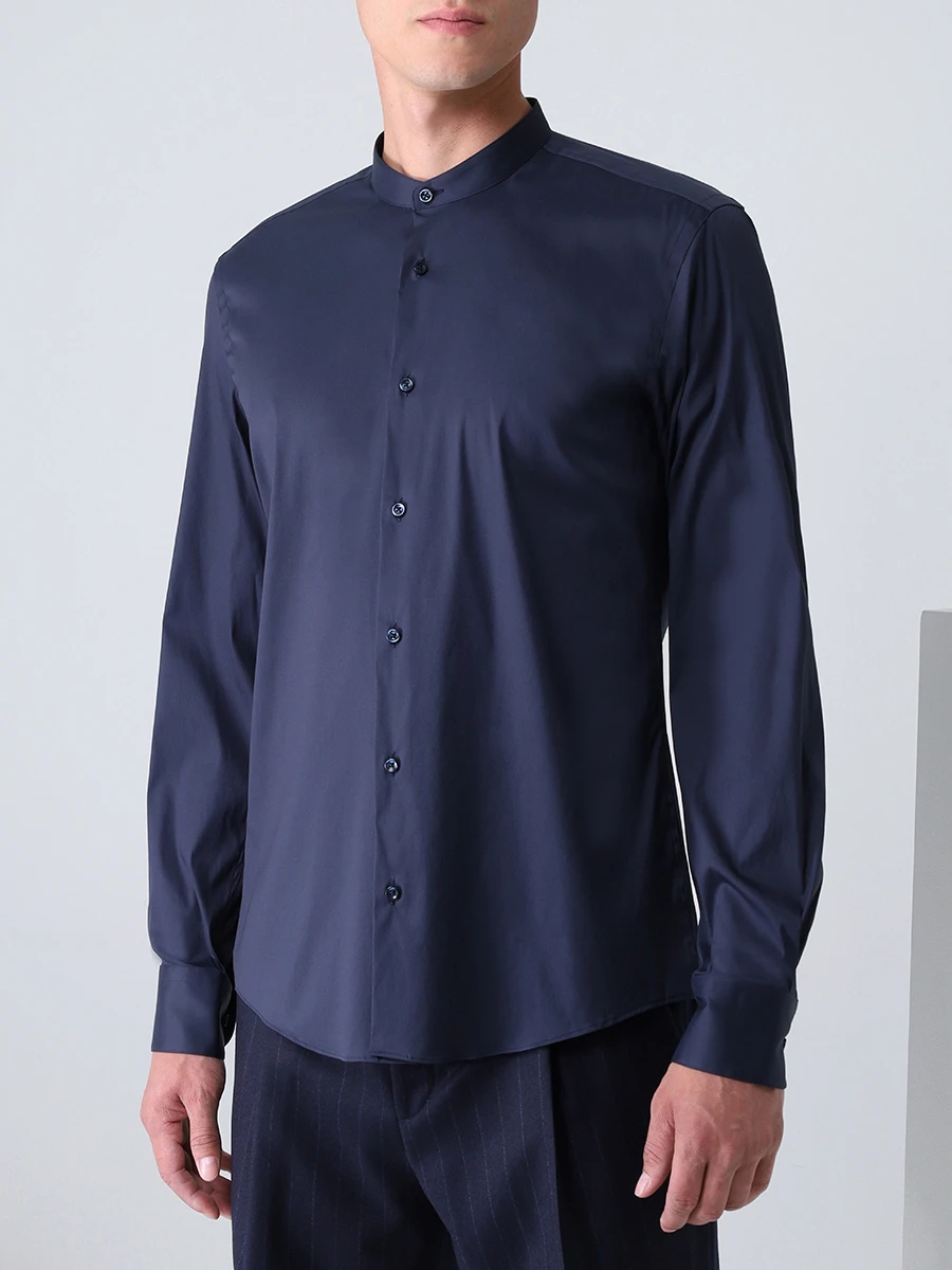 Рубашка Slim Fit хлопковая BOSS 50460191/410 Синий  Фото 4