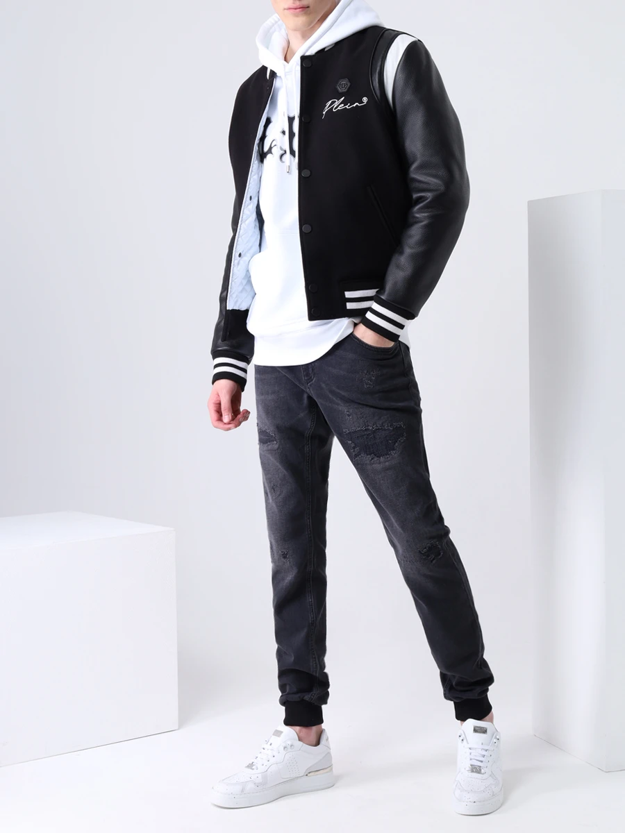 Бомбер комбинированный PHILIPP PLEIN FAAC MLB1414 Черный  Фото 2