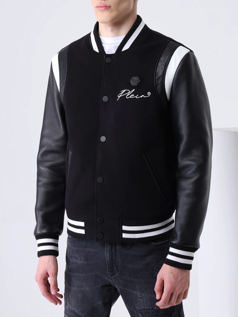 Бомбер комбинированный PHILIPP PLEIN FAAC MLB1414 Черный  Фото 4