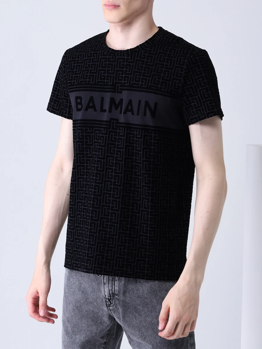 Футболка хлопковая с принтом BALMAIN WH1EF000B133 Принт  Фото 4