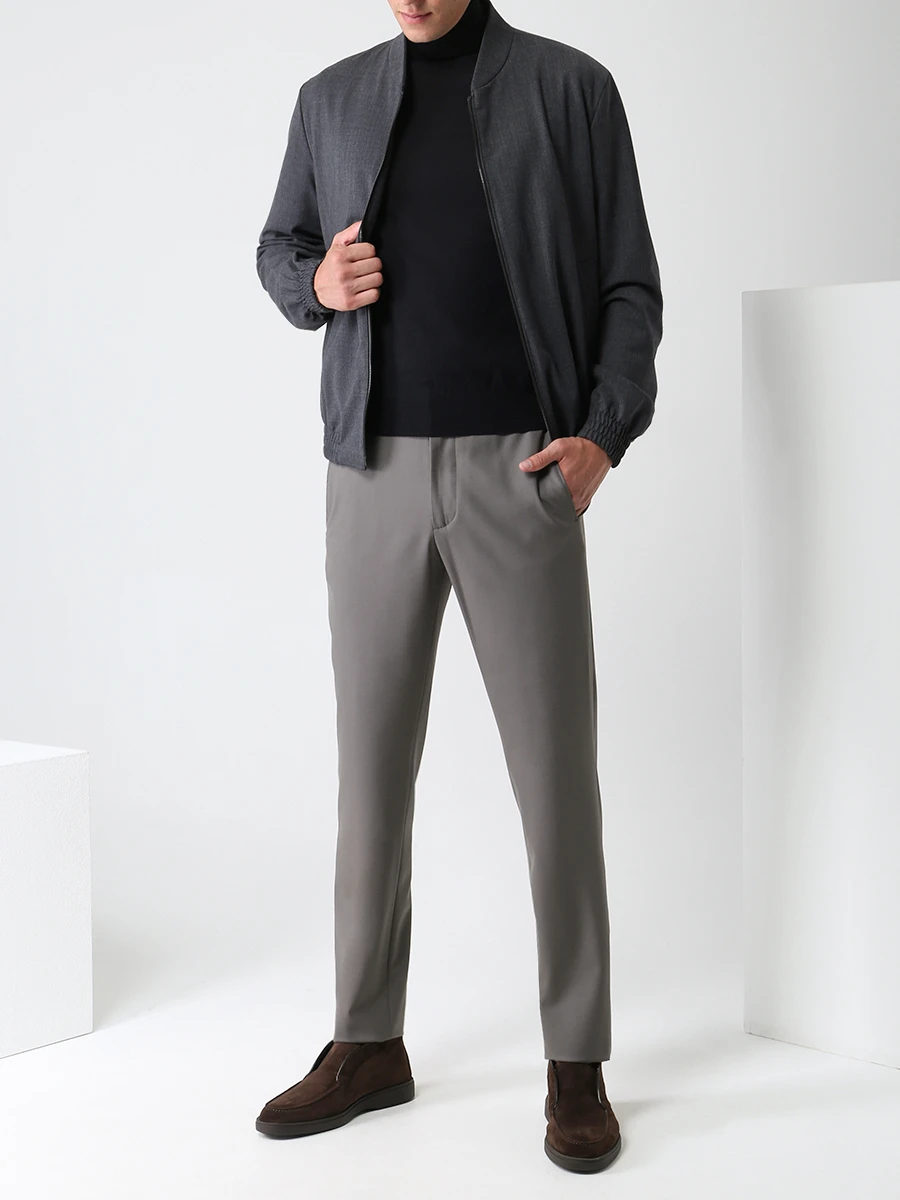Бомбер однотонный ZEGNA 224750 1GBLG0 8R Серый  Фото 2