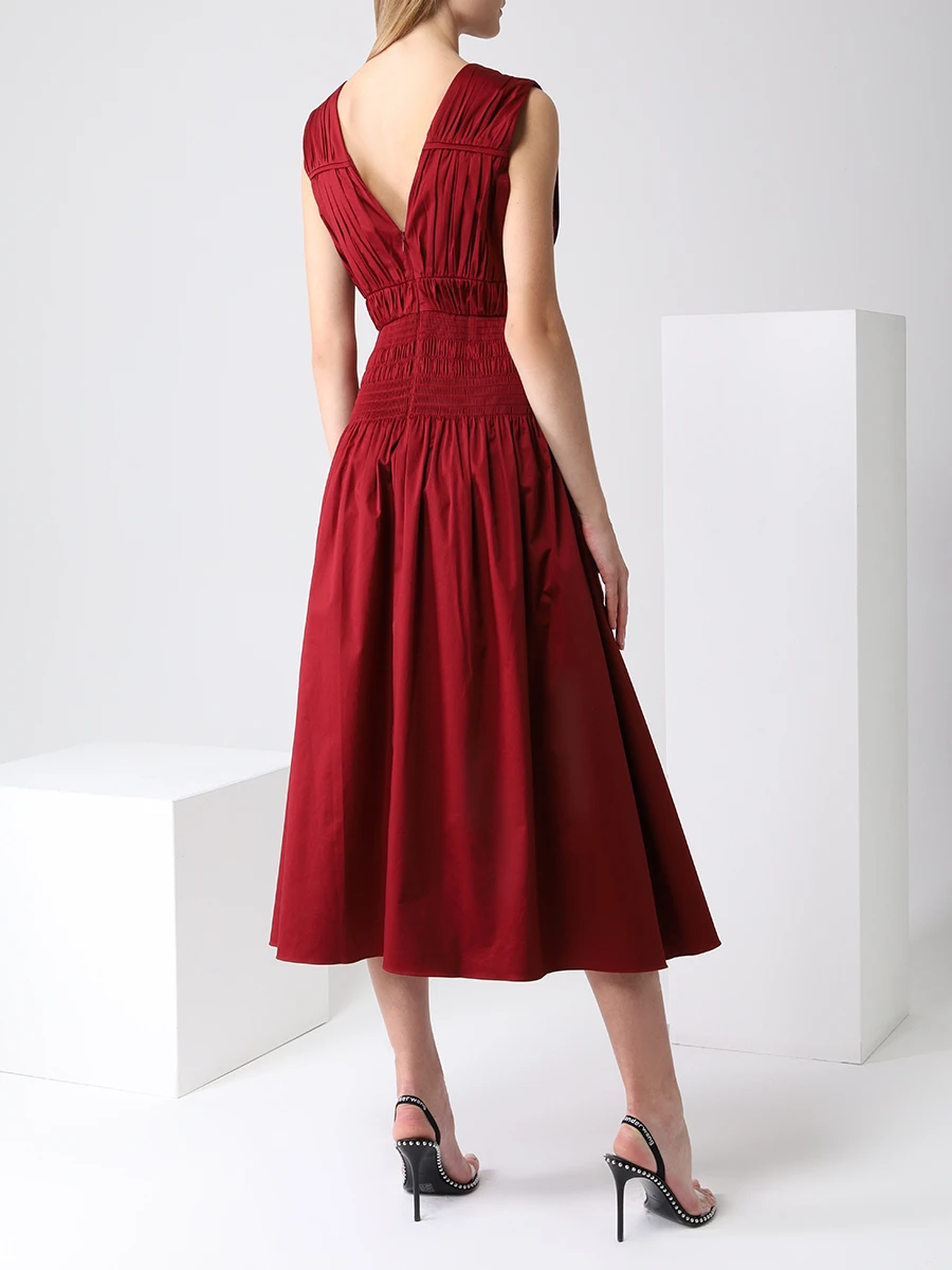 Платье хлопковое SELF-PORTRAIT AW21-130 Бордовый  Фото 3