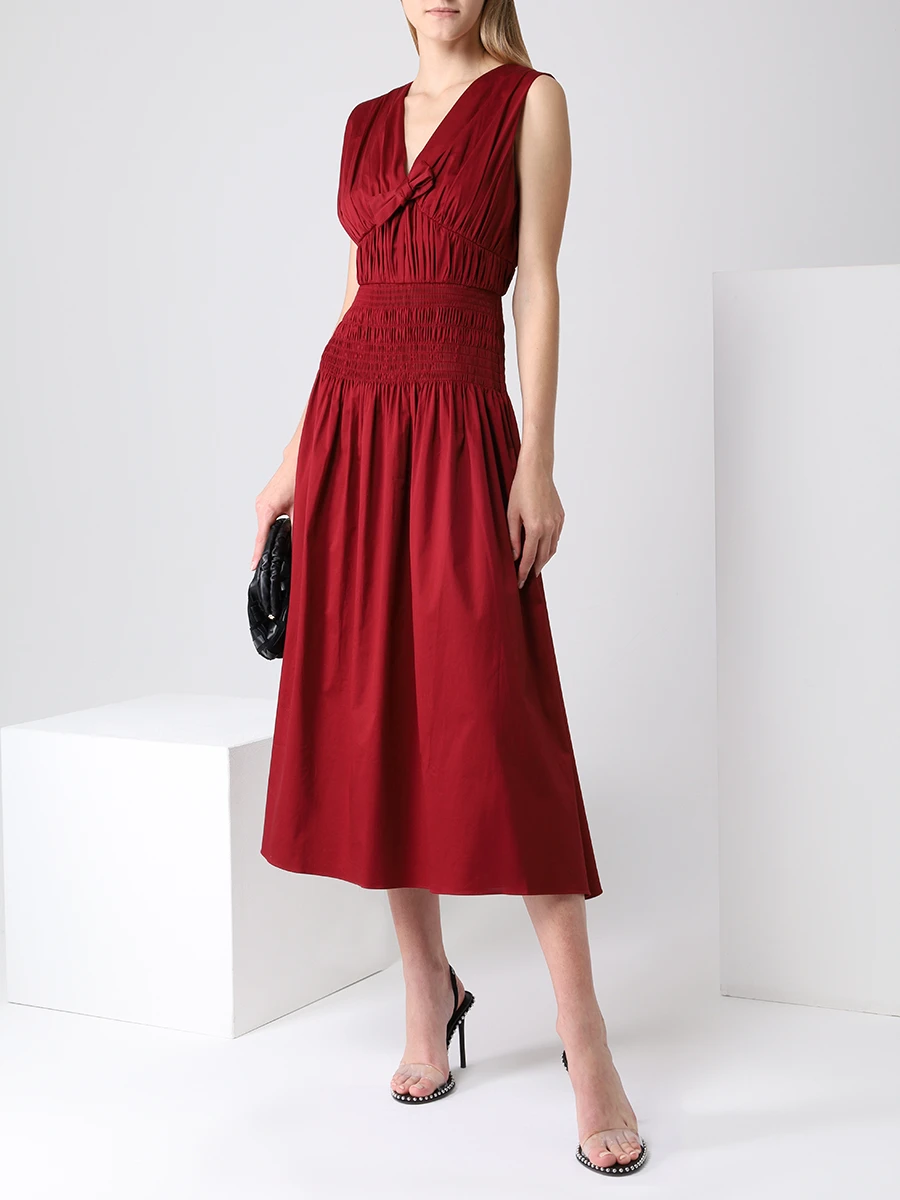 Платье хлопковое SELF-PORTRAIT AW21-130 Бордовый  Фото 2