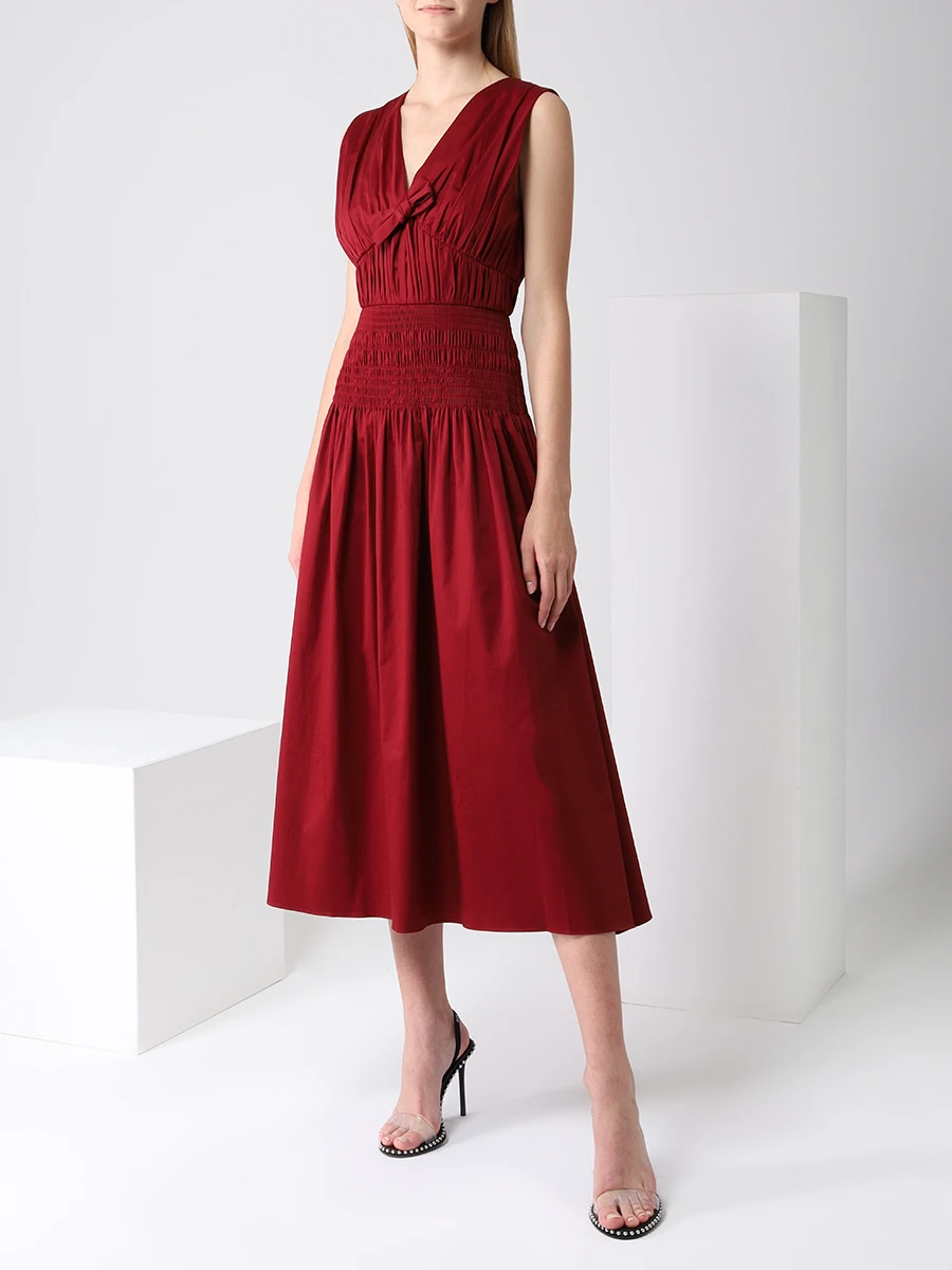 Платье хлопковое SELF-PORTRAIT AW21-130 Бордовый  Фото 4