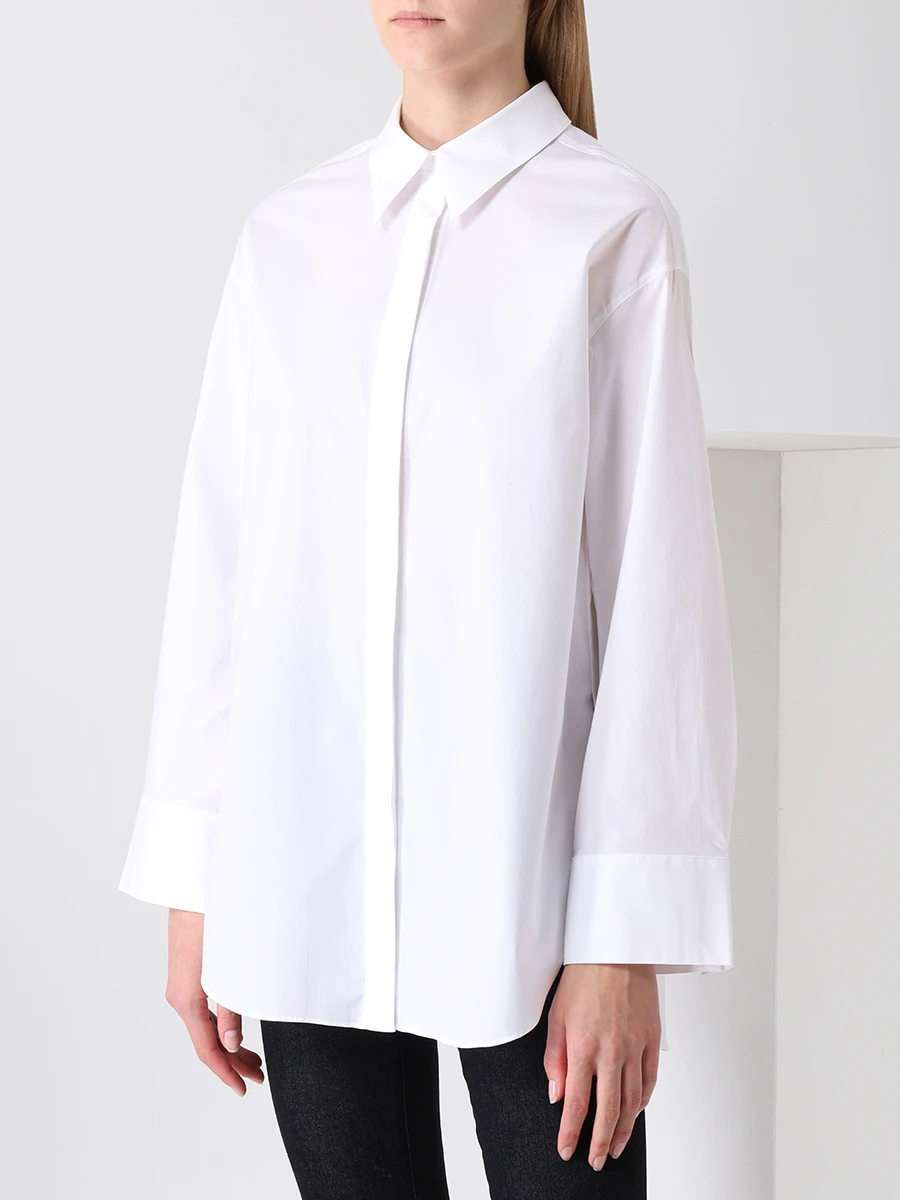Блуза хлопковая DOROTHEE SCHUMACHER 448219/100, размер 46, цвет белый 448219/100 - фото 4