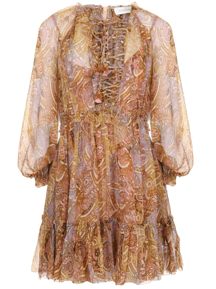 Платье шелковое с принтом ZIMMERMANN 2048DCON/PATCH, размер 46 2048DCON/PATCH - фото 1