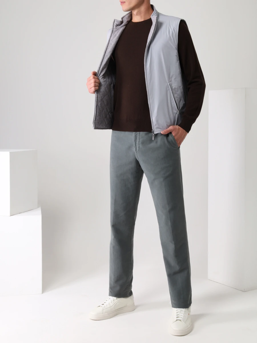 Брюки хлопковые KITON UFPP79J0322A06000 Серый  Фото 2