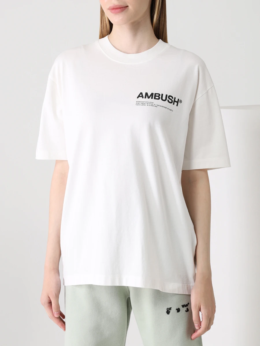 Футболка хлопковая с логотипом AMBUSH BWAA022F21JER0010310 Белый  Фото 4