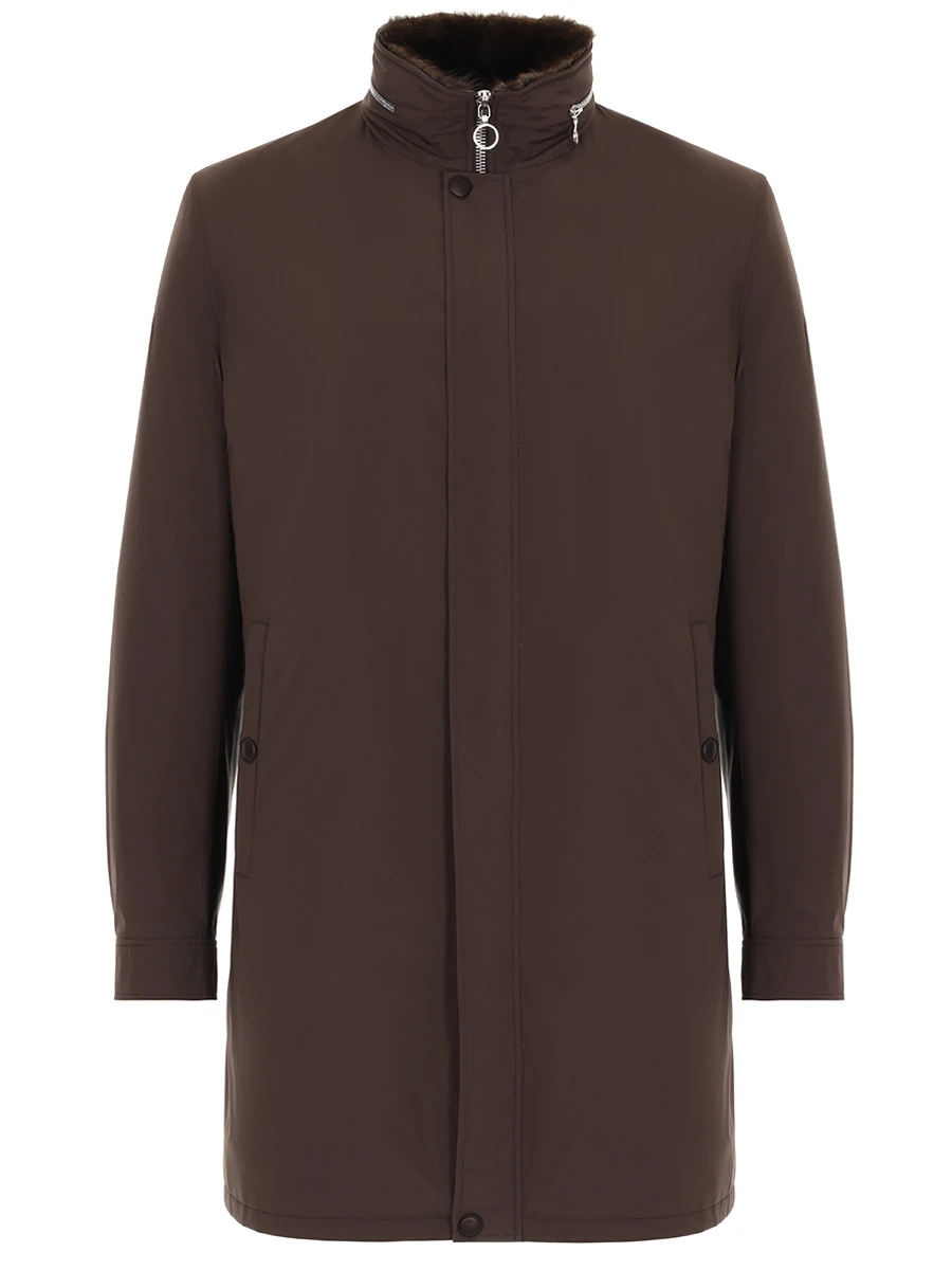 

Куртка удлиненная с мехом ондатры, Коричневый, VETDIV9NY0010 MARRON