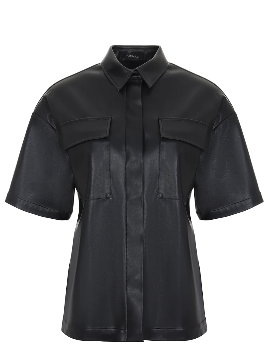 Рубашка из экокожи VASSA&CO V215287N-1848 C99, размер 40, цвет черный - фото 1