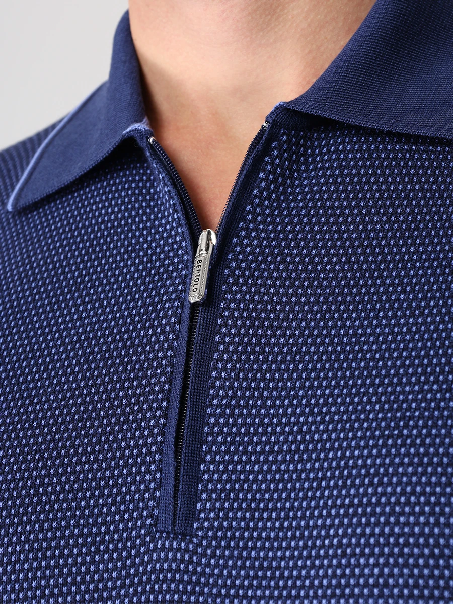 Поло из шерсти и шелка BERTOLO LUXURY MENSWEAR 901879/001826 0048 Синий  Фото 5