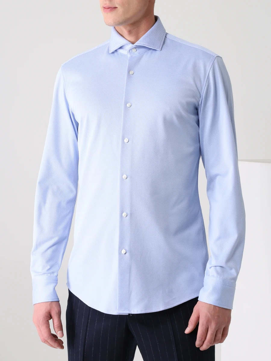 Рубашка Slim Fit хлопковая BOSS 50460133/450, размер 46, цвет голубой 50460133/450 - фото 4