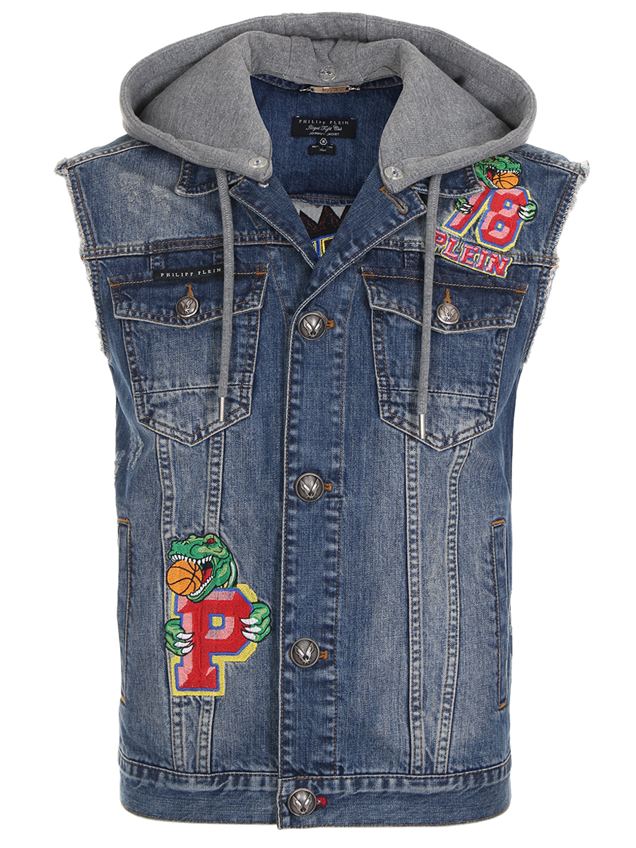 Жилет джинсовый с капюшоном PHILIPP PLEIN