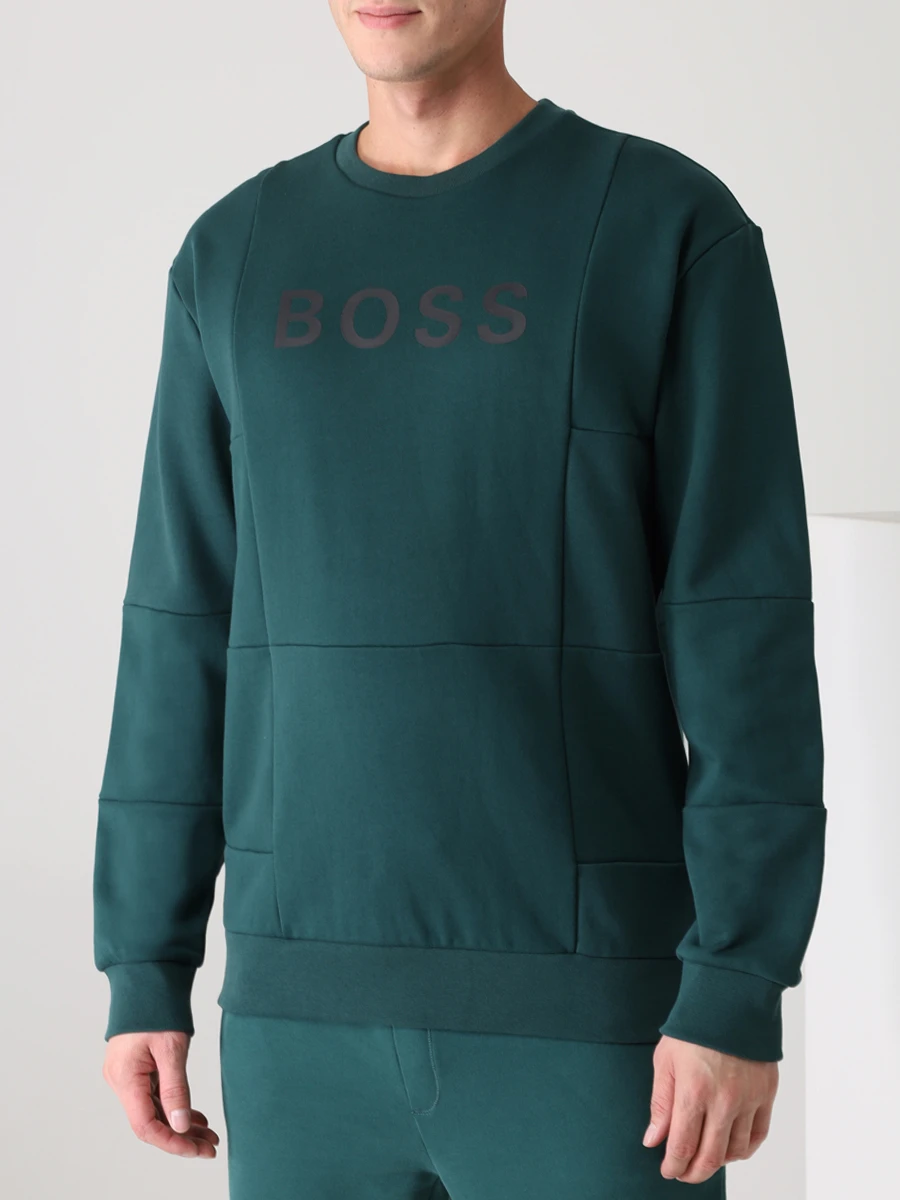 Толстовка хлопковая с логотипом BOSS 50457026/305 Зеленый  Фото 4