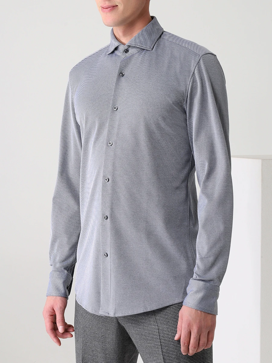 Рубашка Slim Fit хлопковая BOSS 50460133/411, размер 50, цвет серый 50460133/411 - фото 4