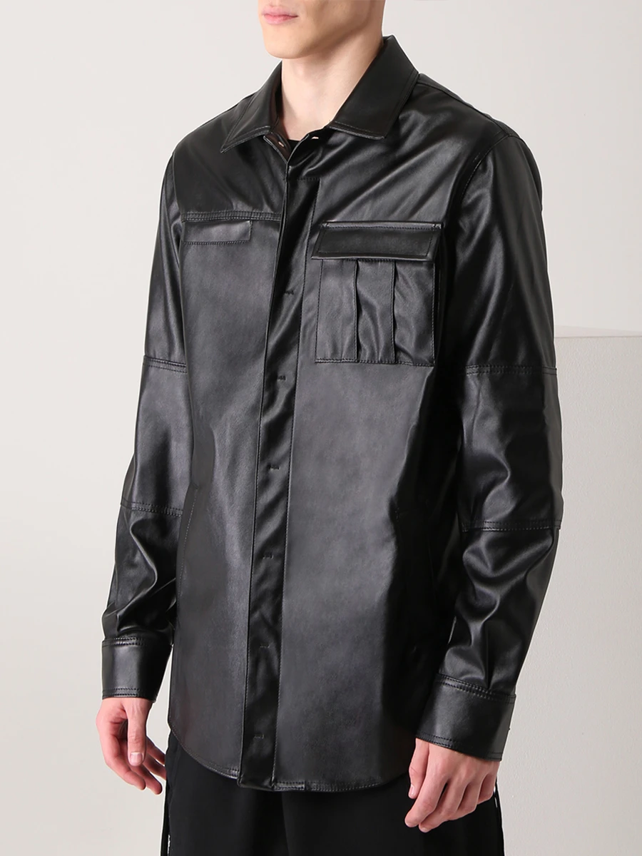 Рубашка Regular Fit из экокожи ANDREA YA’AQOV 21MVEG32, размер 52, цвет черный - фото 4