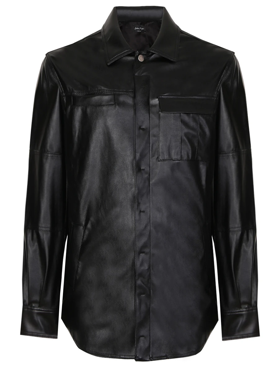 Рубашка Regular Fit из экокожи ANDREA YA’AQOV 21MVEG32, размер 52, цвет черный - фото 1