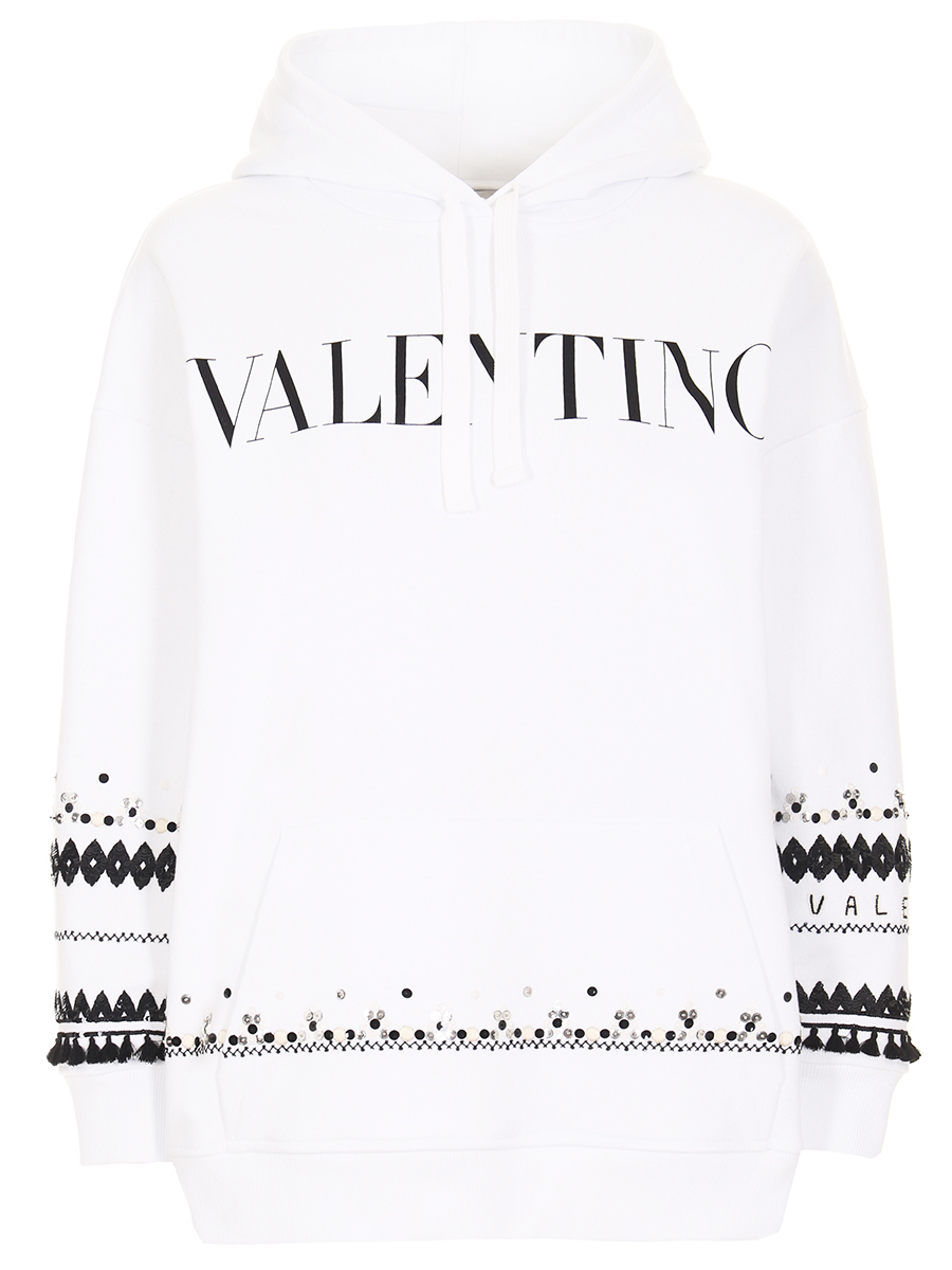 Худи хлопковое с принтом VALENTINO
