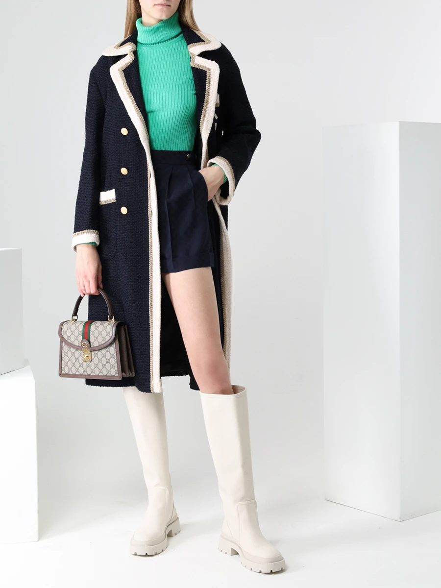 Пальто двубортное GUCCI 652019/ZAG3L/4466 Синий  Фото 2