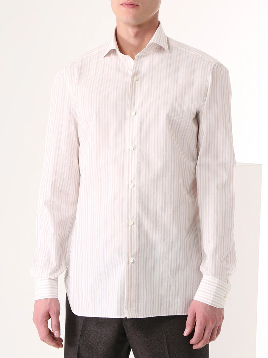 Рубашка Regular Fit хлопковая LUIGI BORRELLI SR10151 Бежевый  Фото 4