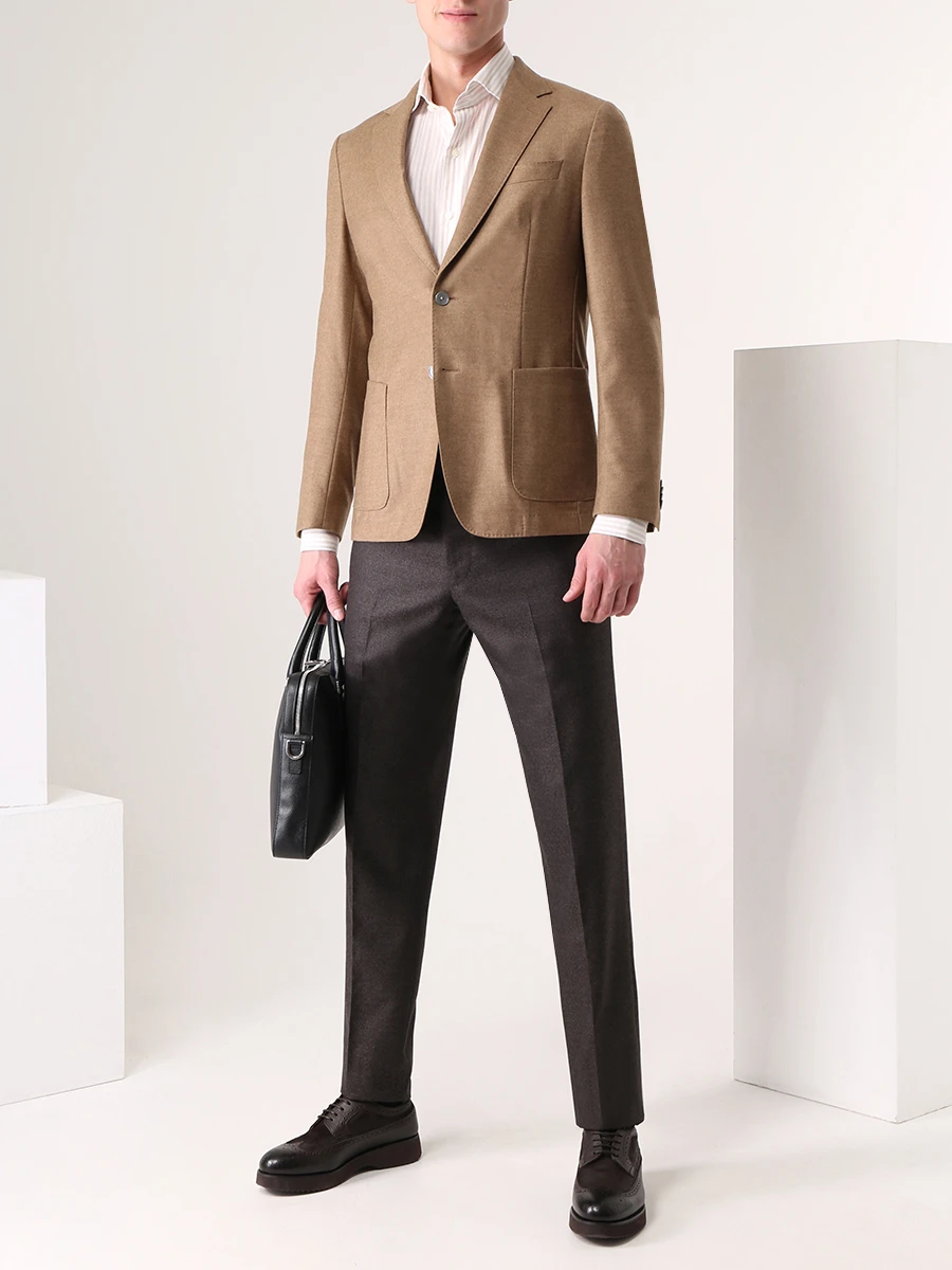 Рубашка Regular Fit хлопковая LUIGI BORRELLI SR10151 Бежевый  Фото 2