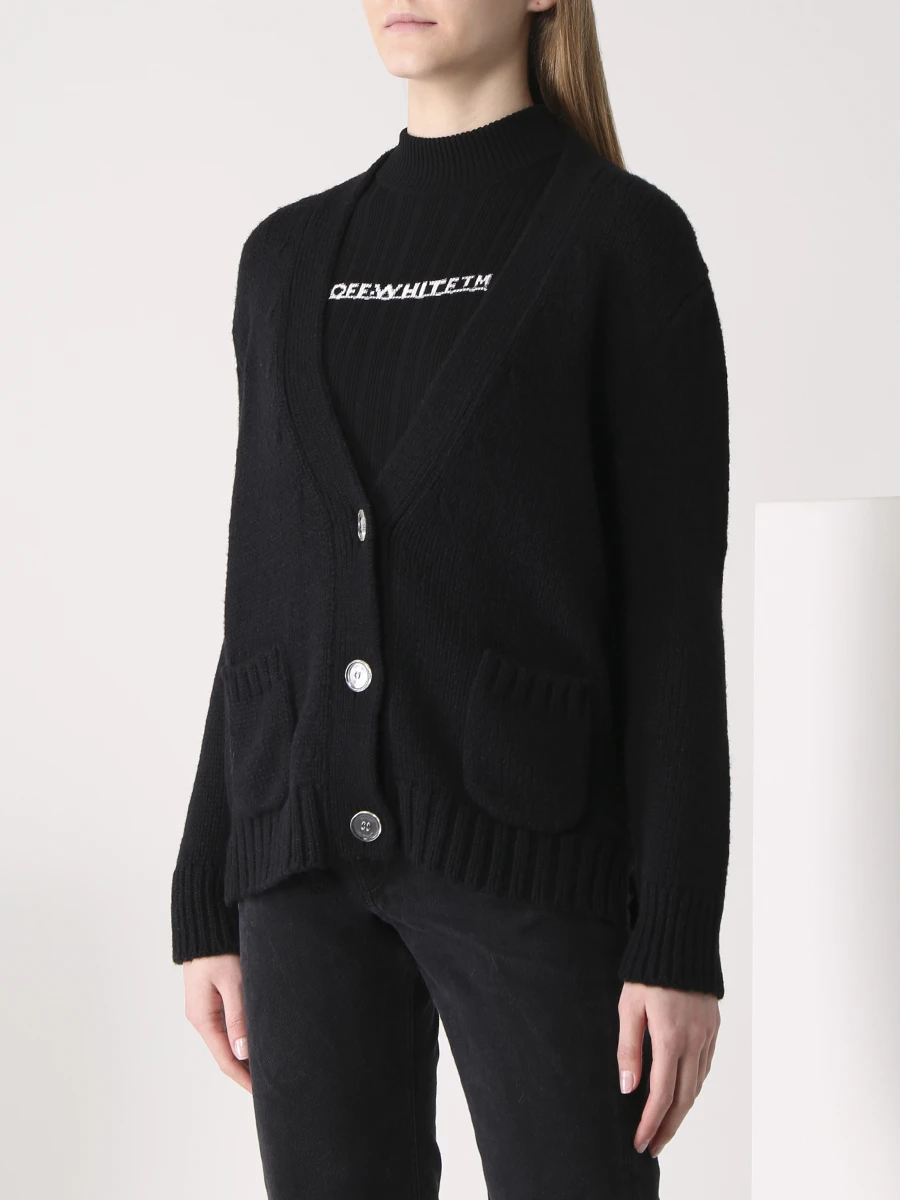 Кардиган шерстяной с логотипом OFF-WHITE OWHB018F21KNI0011001 Принт  Фото 4