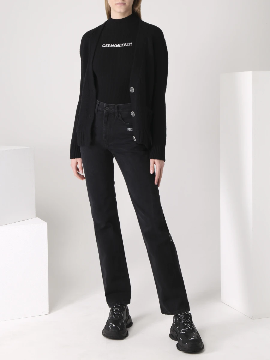 Кардиган шерстяной с логотипом OFF-WHITE OWHB018F21KNI0011001 Принт  Фото 2