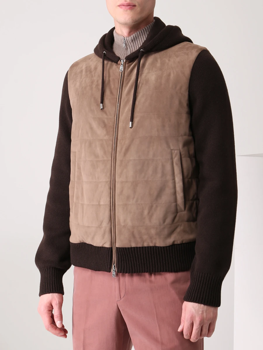 Бомбер комбинированный FIORONI CASHMERE MTP19002E2 UEDE PERUVIANO Бежевый  Фото 4