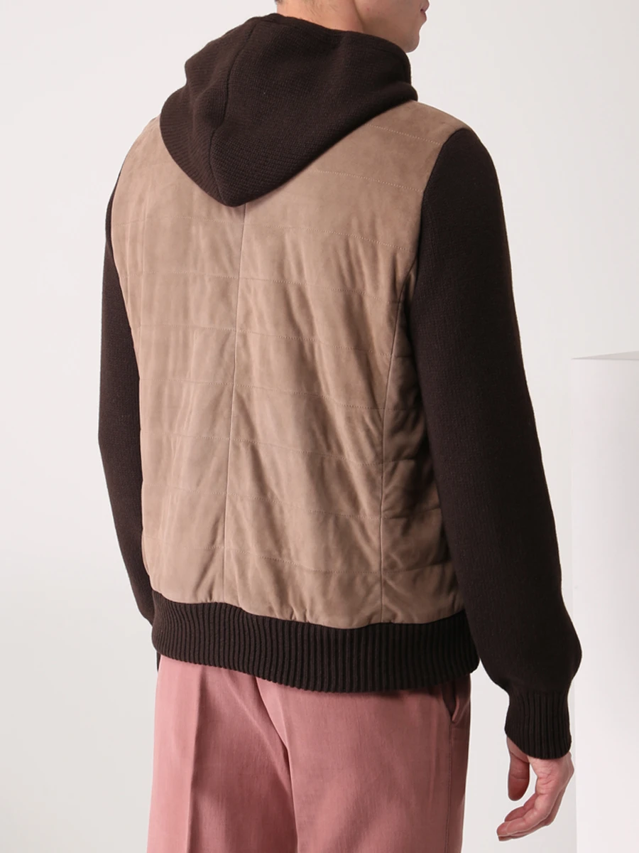 Бомбер комбинированный FIORONI CASHMERE MTP19002E2 UEDE PERUVIANO Бежевый  Фото 3