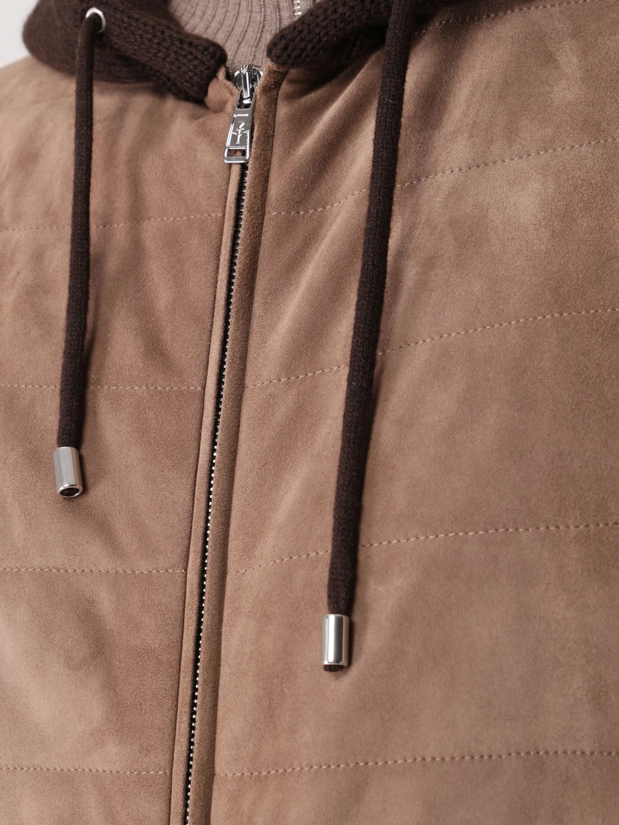 Бомбер комбинированный FIORONI CASHMERE MTP19002E2 UEDE PERUVIANO Бежевый  Фото 5