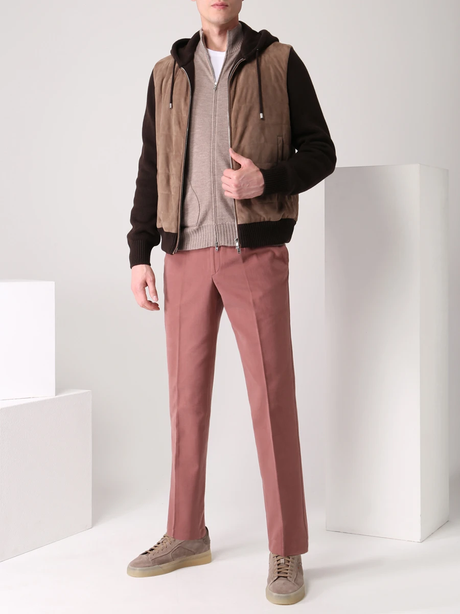 Бомбер комбинированный FIORONI CASHMERE MTP19002E2 UEDE PERUVIANO Бежевый  Фото 2