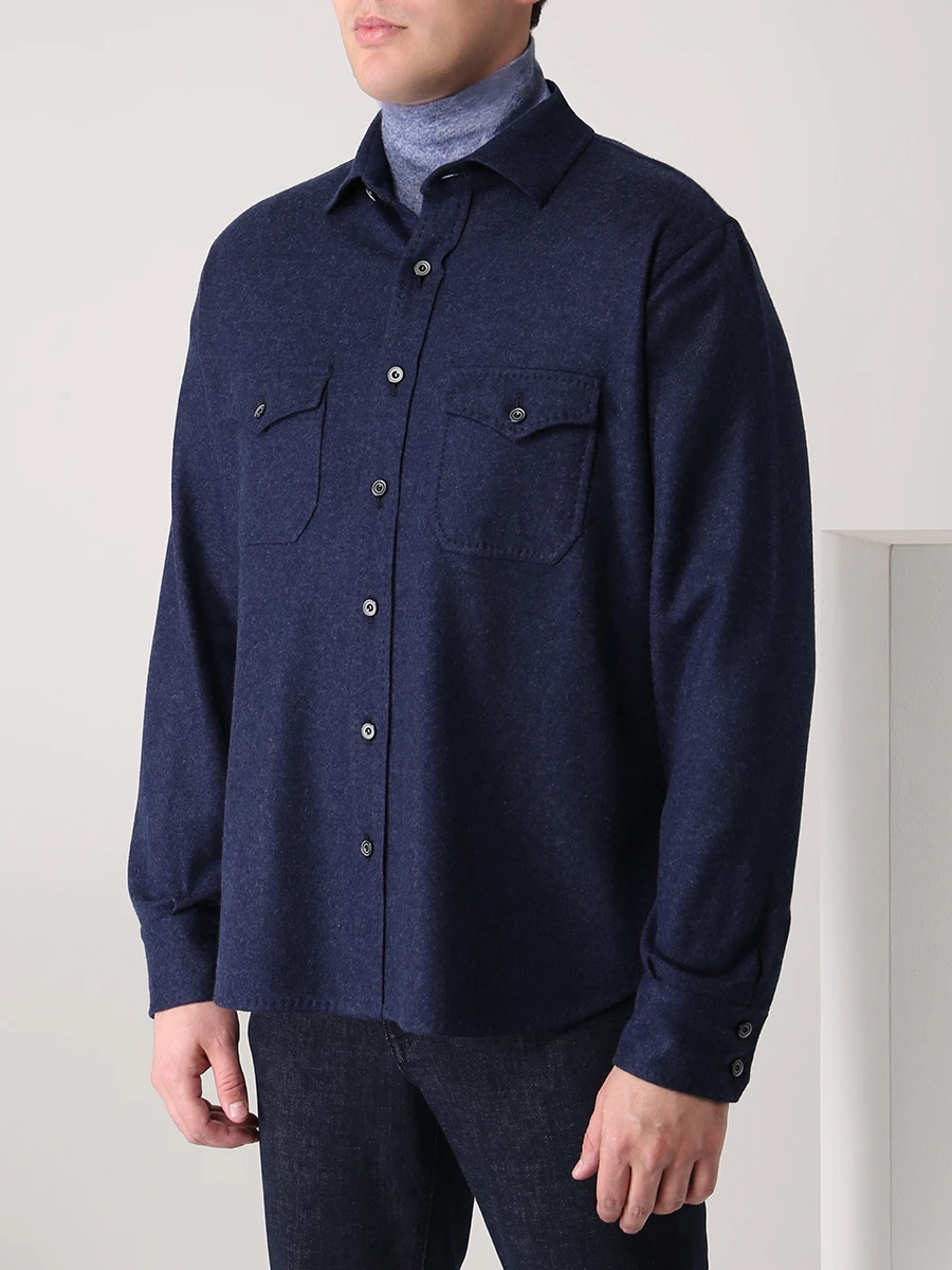 

Рубашка Slim Fit кашемировая, Синий, CMUKANSAS UKJ22001 B28