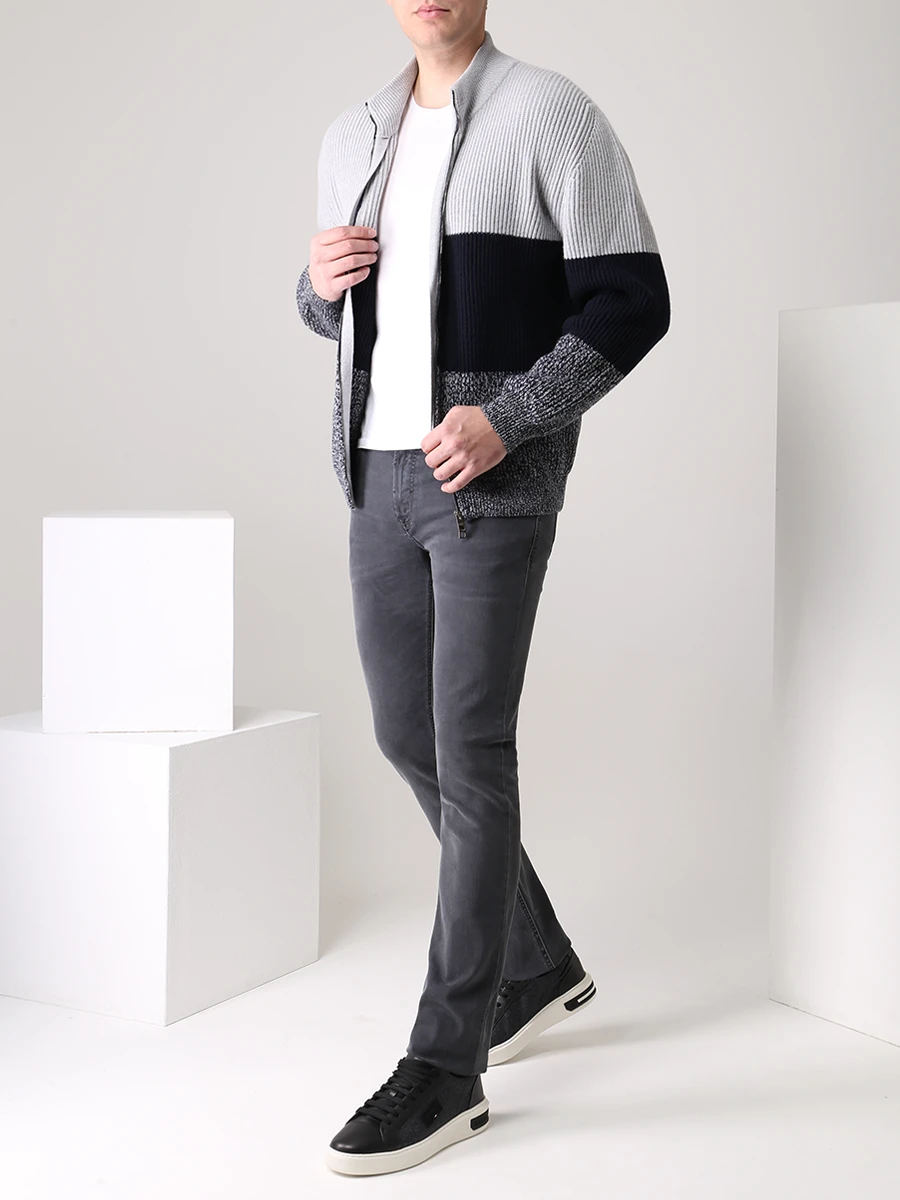 Кардиган из шерсти и кашемира LUIGI BORRELLI 08KN112FC/2 Серый  Фото 2