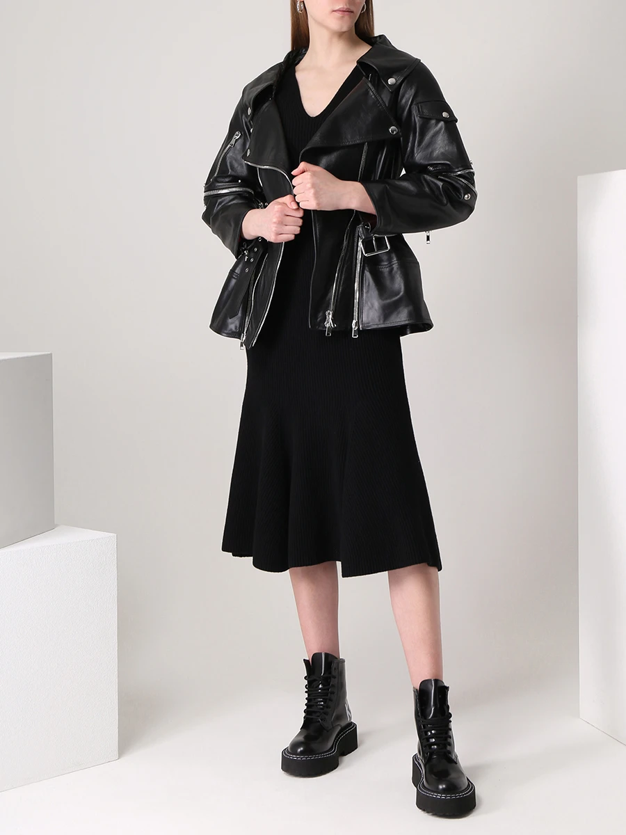 Куртка кожаная ALEXANDER MCQUEEN 679032Q5AGS/1000 Черный  Фото 2