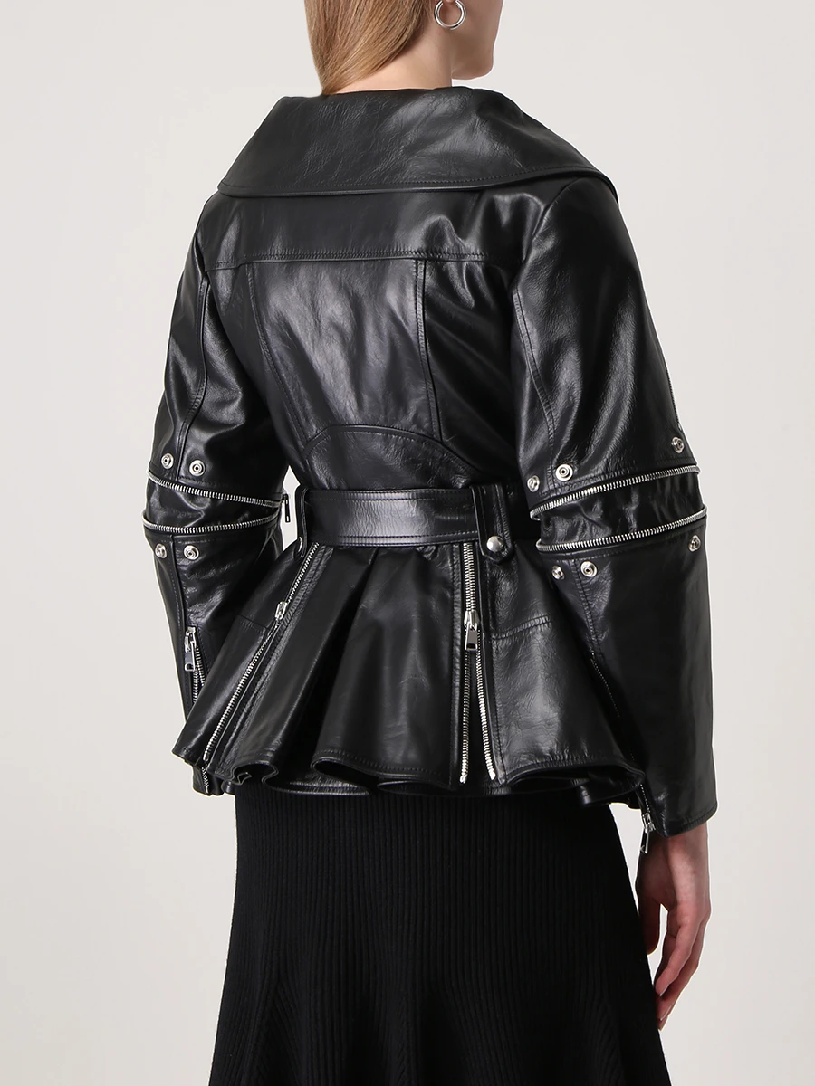 Куртка кожаная ALEXANDER MCQUEEN 679032Q5AGS/1000 Черный  Фото 3