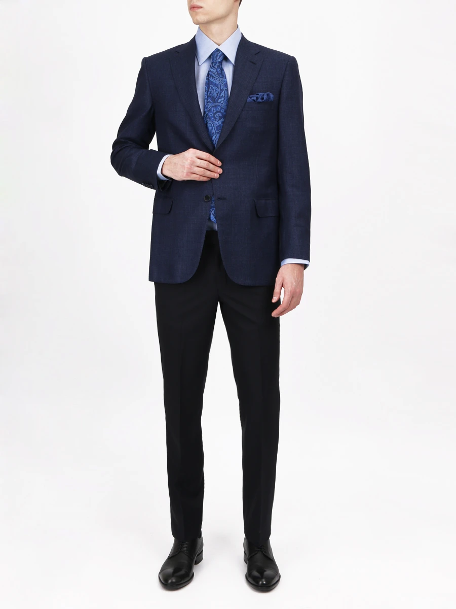 Хлопковая рубашка ZEGNA 401082 9MS0PA Голубой  Фото 2